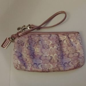 Coach wristlet purple pink silver color hardware